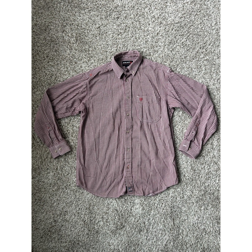 Ariat Men's Red and White Check Button-Down Shirt